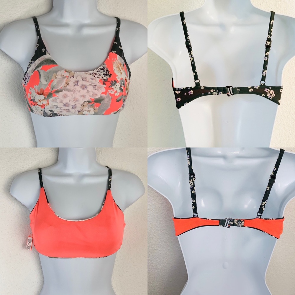Maaji Bouquet Twister Orange Floral Reversible Bralette Bikini Top Sz S - Picture 5 of 14